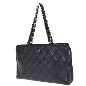 Chanel CC Logo Chain Tote Bag Black